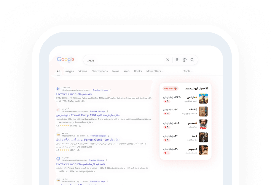 جایگاه نتایج جستجو